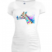 Женская удлиненная футболка с акварельным жирафом