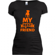 Женская удлиненная футболка Собака - мой лучший друг