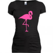 Женская удлиненная футболка с розовым фламинго