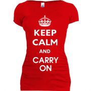 Женская удлиненная футболка Keep Calm and Carry On