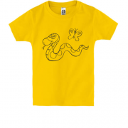 Дитяча футболка зі змією і метеликом