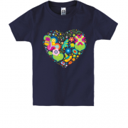 Дитяча футболка з серцем з квітів