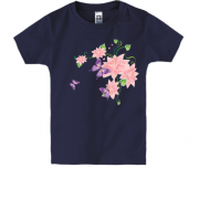 Детская футболка с цветами и бабочками