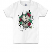 Детская футболка с черепом и розами