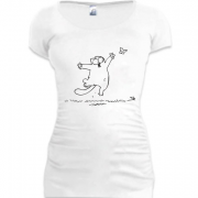 Женская удлиненная футболка Кот Саймона с бабочкой