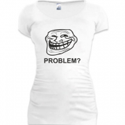 Женская удлиненная футболка Troll face. Problem? Проблемы?