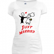Женская удлиненная футболка Just married
