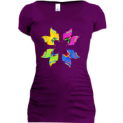 Женская удлиненная футболка с яркими бабочками