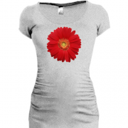Женская удлиненная футболка с красной астрой