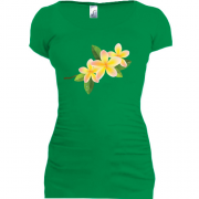 Женская удлиненная футболка с желтыми лилиями