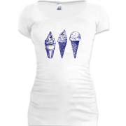 Женская удлиненная футболка Ice cream граффити