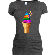 Женская удлиненная футболка Rainbow Ice Cream
