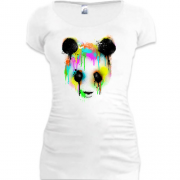 Женская удлиненная футболка с пандой в красках