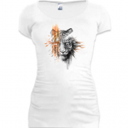 Подовжена футболка зі стилізованим тигром