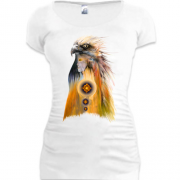 Женская удлиненная футболка с девушкой-орлом