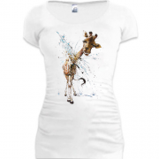 Подовжена футболка з жирафом під душем