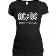 Женская удлиненная футболка AC/DC Black in Black