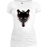 Женская удлиненная футболка со стилизованным волком
