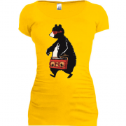 Женская удлиненная футболка Балу с магнитофоном