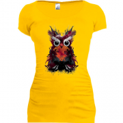 Женская удлиненная футболка со стилизованной совой