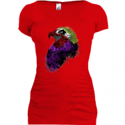 Женская удлиненная футболка со стилизованным попугаем