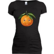 Женская удлиненная футболка "Веселый мандарин"