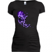 Женская удлиненная футболка с неоновыми бабочками