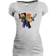 Женская удлиненная футболка Minecraft (персонажи)