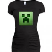 Женская удлиненная футболка Minecraft Крипер