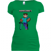 Женская удлиненная футболка Minecraft Стив