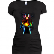 Подовжена футболка Дівчина з вогнем