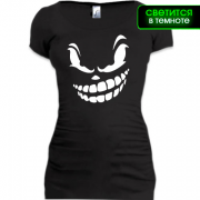 Женская удлиненная футболка Angry smile (Helloween style)