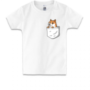 Дитяча футболка з wow doge в кишені