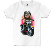 Детская футболка с котом - байкером