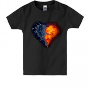Дитяча футболка з серцем з вогню і води
