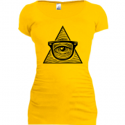 Подовжена футболка з масонським Всевидячим оком в окулярах