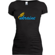 Подовжена футболка з написом Ukraine і колоском