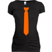 Женская удлиненная футболка с галстуком