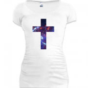 Женская удлиненная футболка с космическим крестом