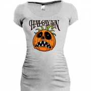 Подовжена футболка з пригніченим гарбузом і написом Halloween
