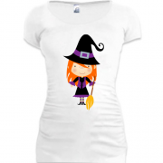 Подовжена футболка на Хеллоуїн з милою ведьмочкой