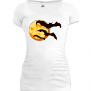 Подовжена футболка з місяцем і кажанами
