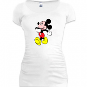 Женская удлиненная футболка шагающий Мики