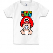 Дитяча футболка супер-марiо "супер син"