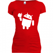 Женская удлиненная футболка Apple VS Android.