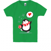 Детская футболка с влюбленным пингвином