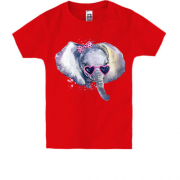 Детская футболка с модной слонихой в очках