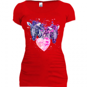 Подовжена футболка з закоханими зебрами "all you need is love"