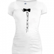 Женская удлиненная футболка рубашка с галстуком
