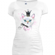 Подовжена футболка з кішкою в короні